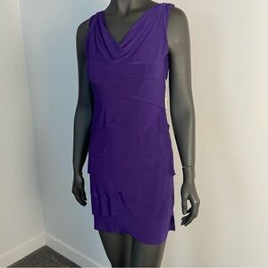 ⚪️ NWT Vintage Jessica Purple Mini Cowl Neck Tiered Dress